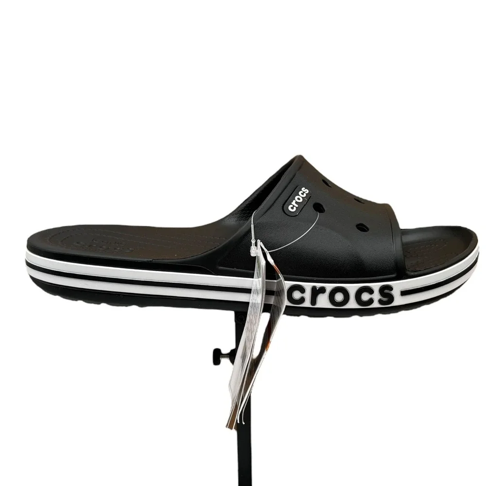Crocs Bayaband Mens Slide Sandals Size 9 Black White Water‎ Friendly Lightweight